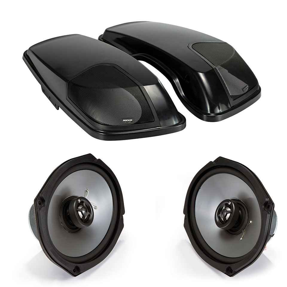 Kicker 2014+ Harley Davidson Bag Lids with 6x9 Speakers and Harness