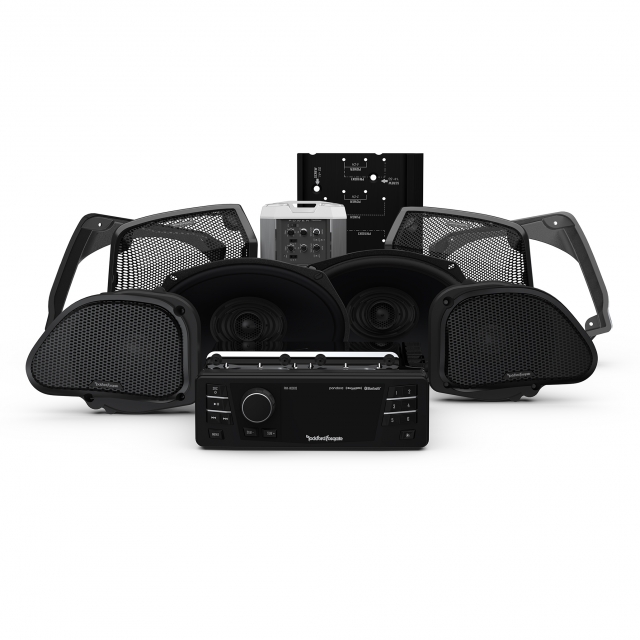 Rockford Fosgate HD9813RG-STAGE3 1998-2013 Road Glide Head Unit + Amplifier + 4 Speaker Kit
