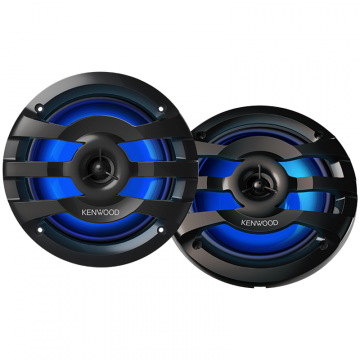 Kenwood KFC-1673MRBL 6.75" 2-Way Marine Speaker(Black) with RGB Lighting , Remote Control Included,