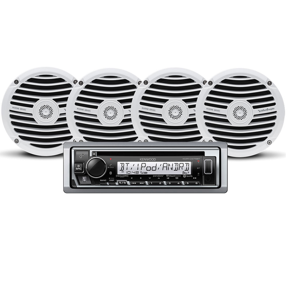 Kenwood KMRM328BT 4 Speaker Stereo Package Marine Stereo